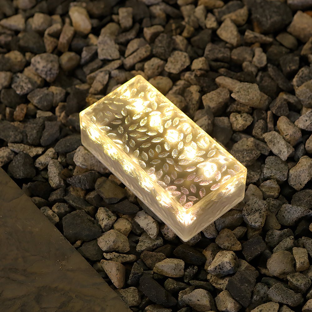 2 Pcs Solar LED 10 Hours Max Brick Lights for Modern Outdoor Step Deck Ambiance Rectangular