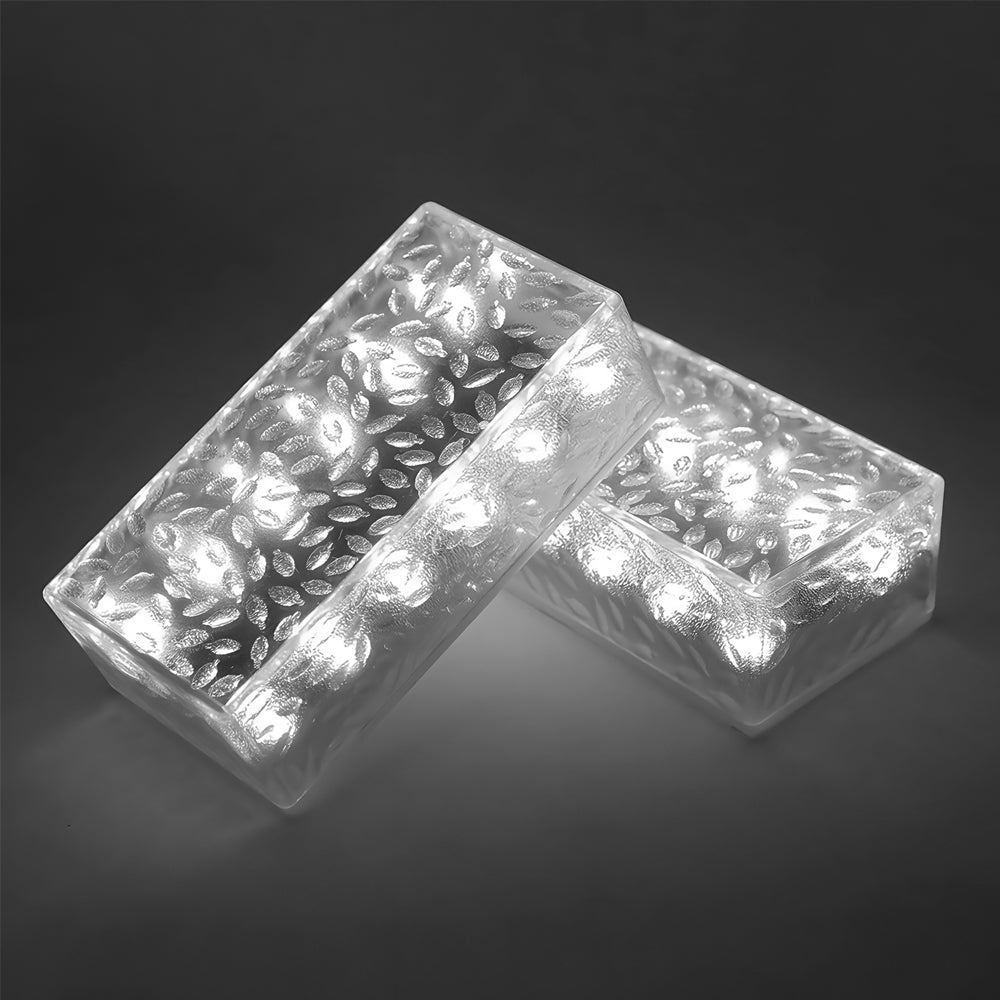 2 Pcs Solar LED 10 Hours Max Brick Lights for Modern Outdoor Step Deck Ambiance Rectangular