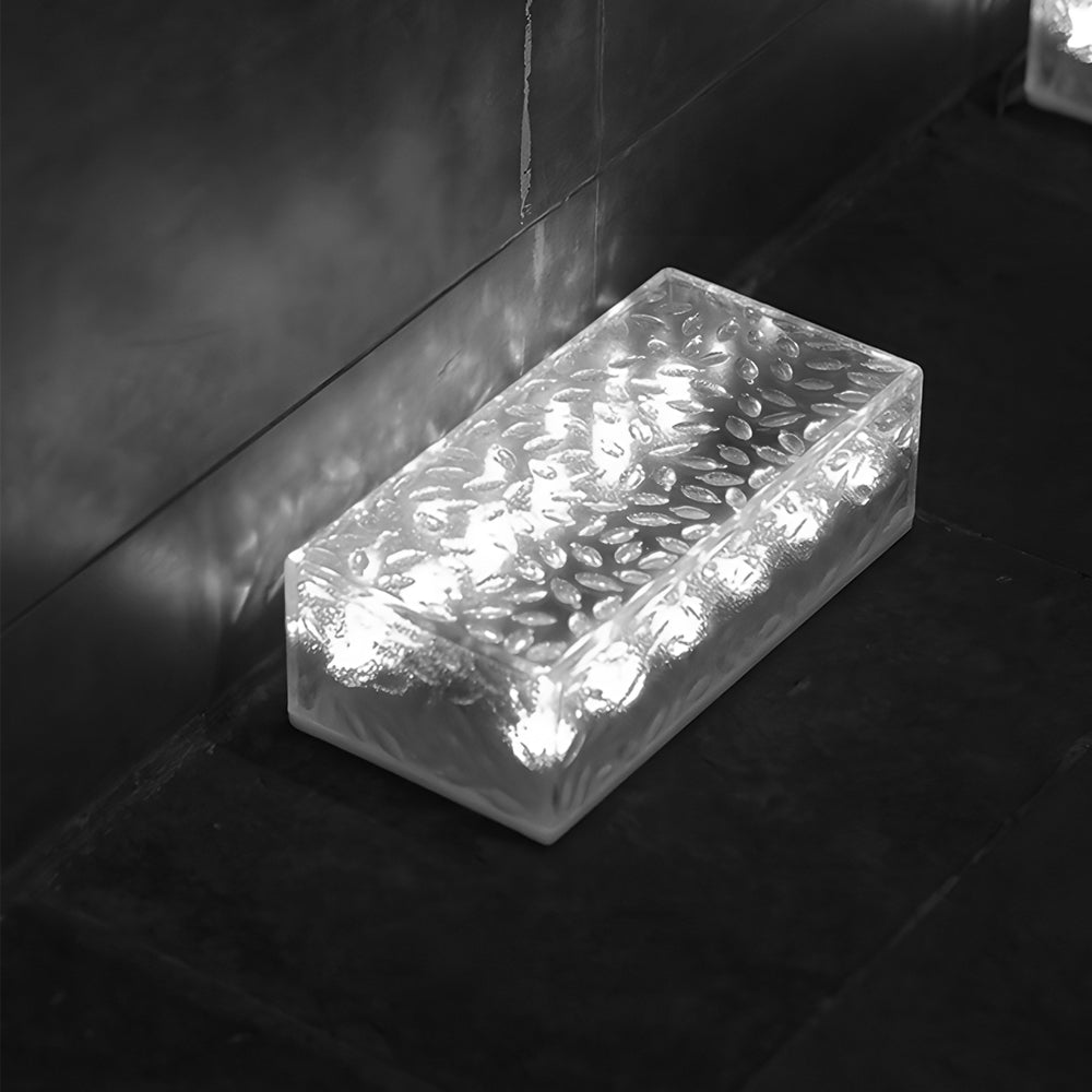 2 Pcs Solar LED 10 Hours Max Brick Lights for Modern Outdoor Step Deck Ambiance Rectangular