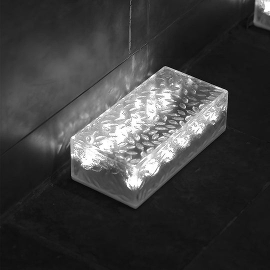 2 Pcs Solar LED 10 Hours Max Brick Lights for Modern Outdoor Step Deck Ambiance Rectangular
