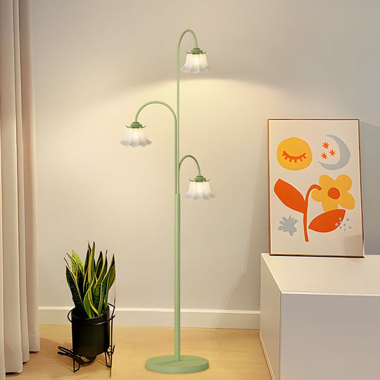 Green Tulip Arc Hanging Floor Lamp with 3 Dimmable Lights