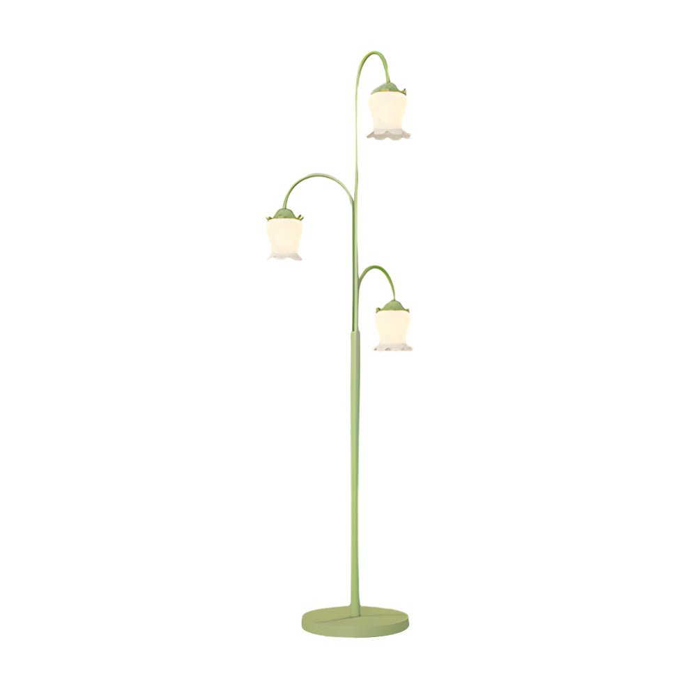 Green Tulip Arc Hanging Floor Lamp with 3 Dimmable Lights