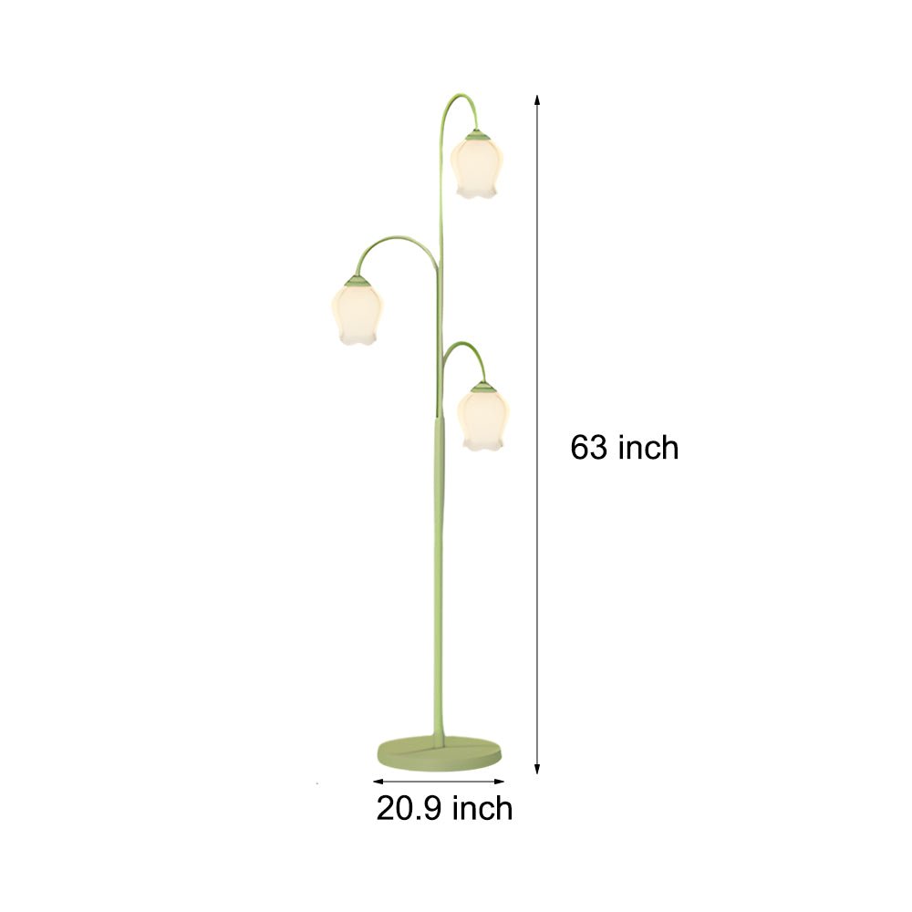 Green Tulip Arc Hanging Floor Lamp with 3 Dimmable Lights