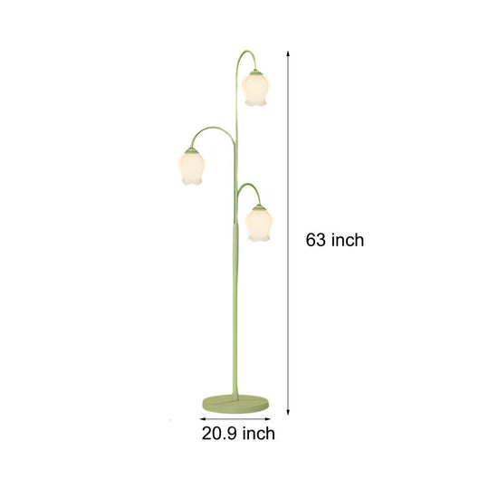Green Tulip Arc Hanging Floor Lamp with 3 Dimmable Lights