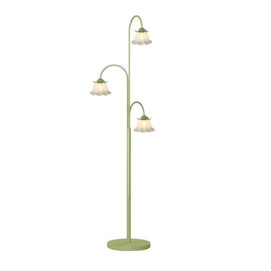 Green Tulip Arc Hanging Floor Lamp with 3 Dimmable Lights