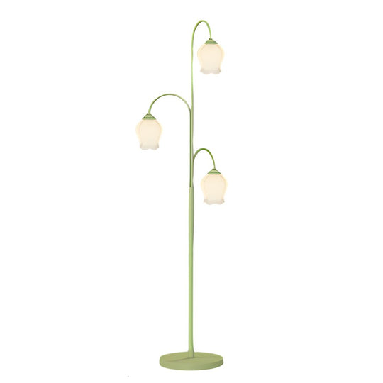 Green Tulip Arc Hanging Floor Lamp with 3 Dimmable Lights