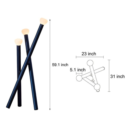 3-Light Minimalist Modern Stick Floor Lamp