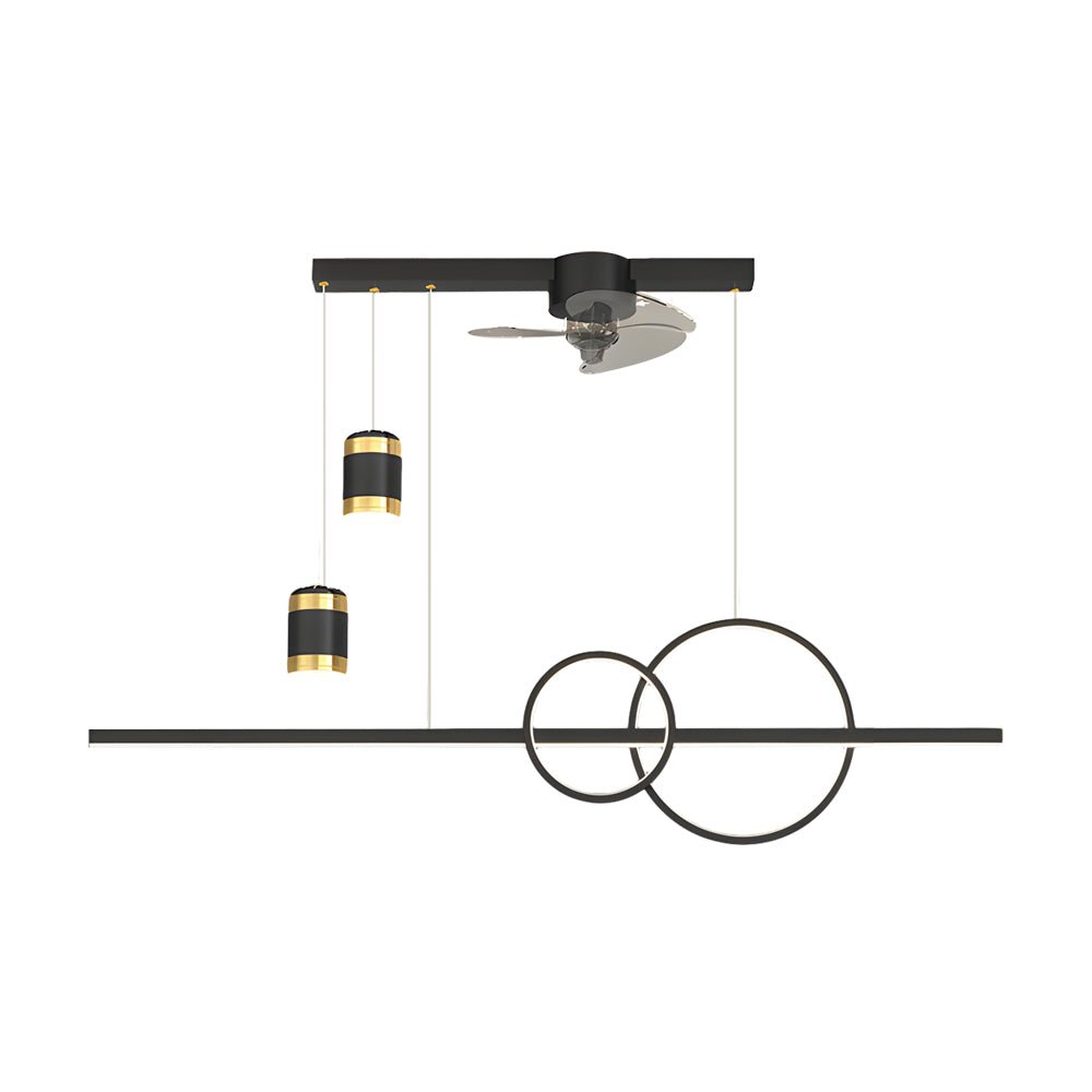 Projection Chandelier with Fan – 3-Step Dimming Romantic Dining Room Light