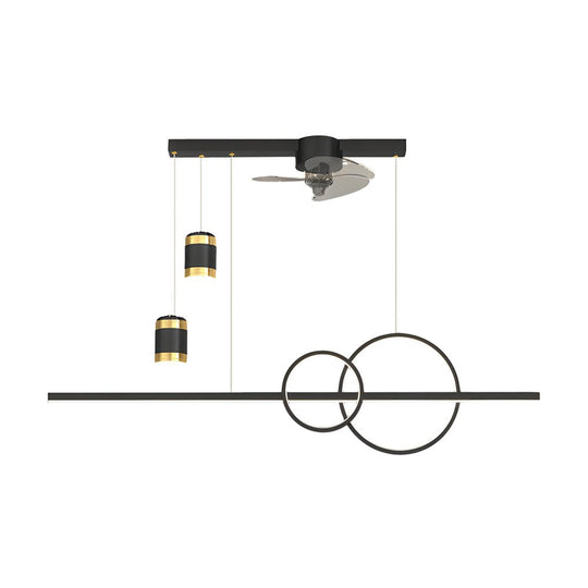 Projection Chandelier with Fan – 3-Step Dimming Romantic Dining Room Light