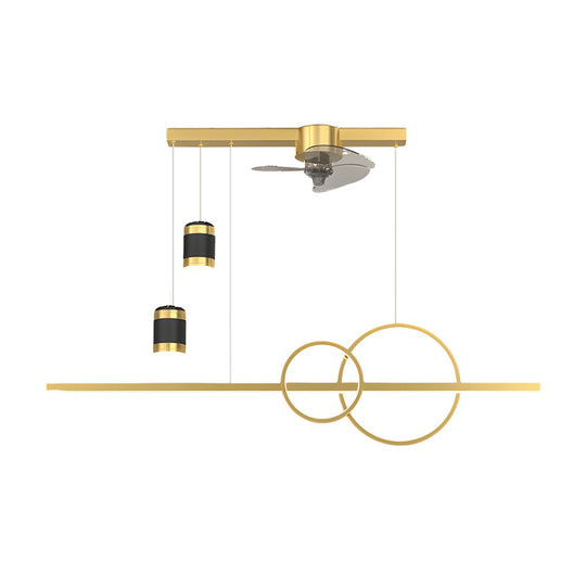 Projection Chandelier with Fan – 3-Step Dimming Romantic Dining Room Light