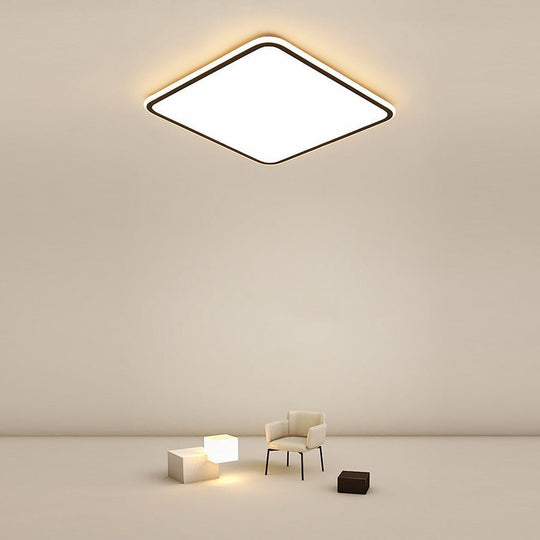 30" Modern Square Black Frame LED Flush Mount Ceiling Light – Dimmable