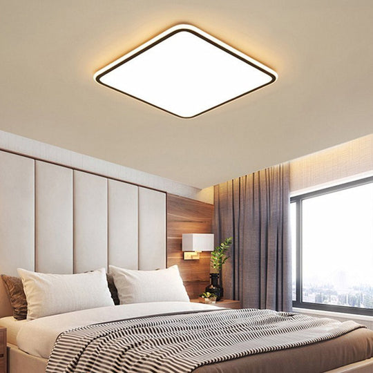 30" Modern Square Black Frame LED Flush Mount Ceiling Light – Dimmable