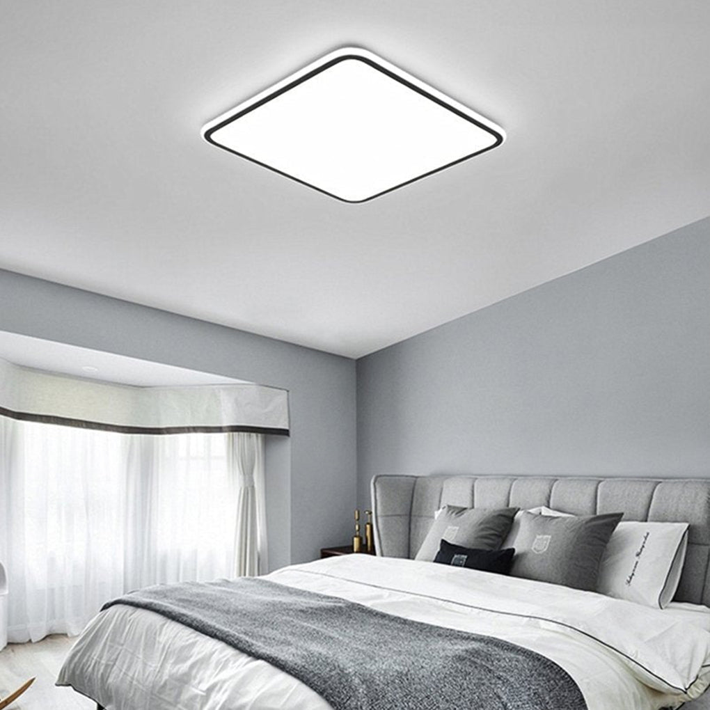 30" Modern Square Black Frame LED Flush Mount Ceiling Light – Dimmable