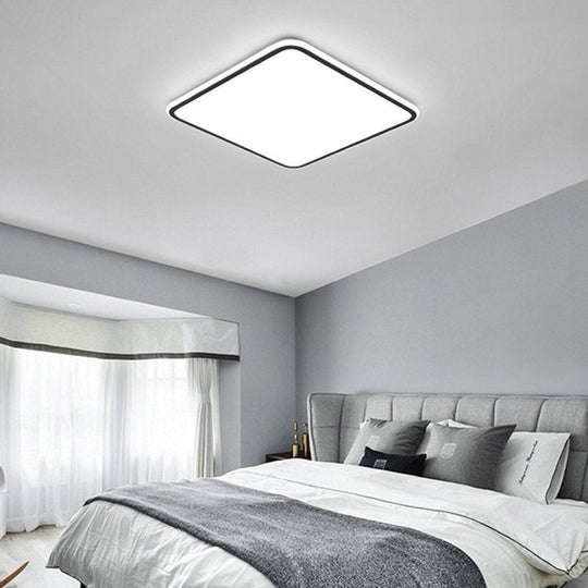 30" Modern Square Black Frame LED Flush Mount Ceiling Light – Dimmable