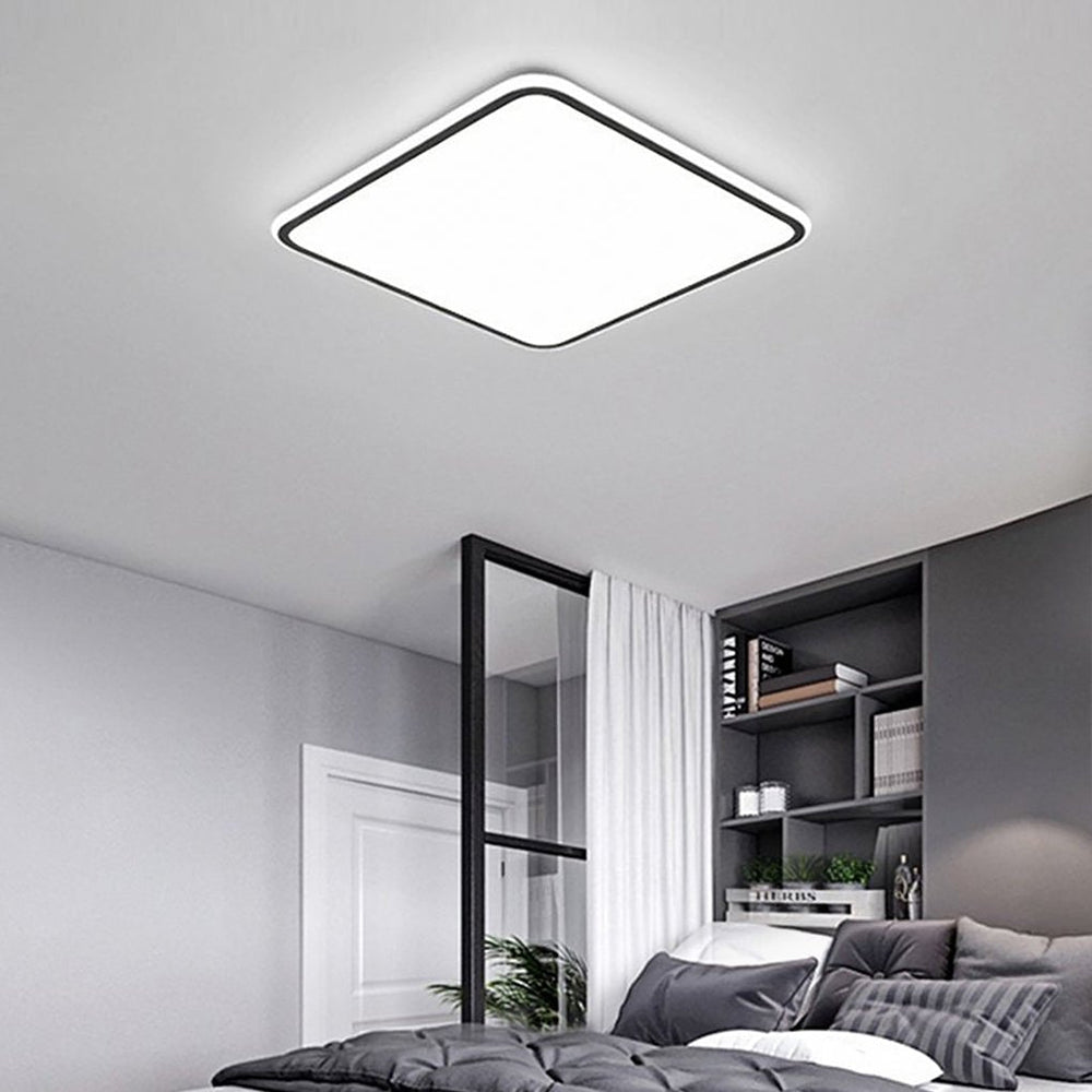 30" Modern Square Black Frame LED Flush Mount Ceiling Light – Dimmable