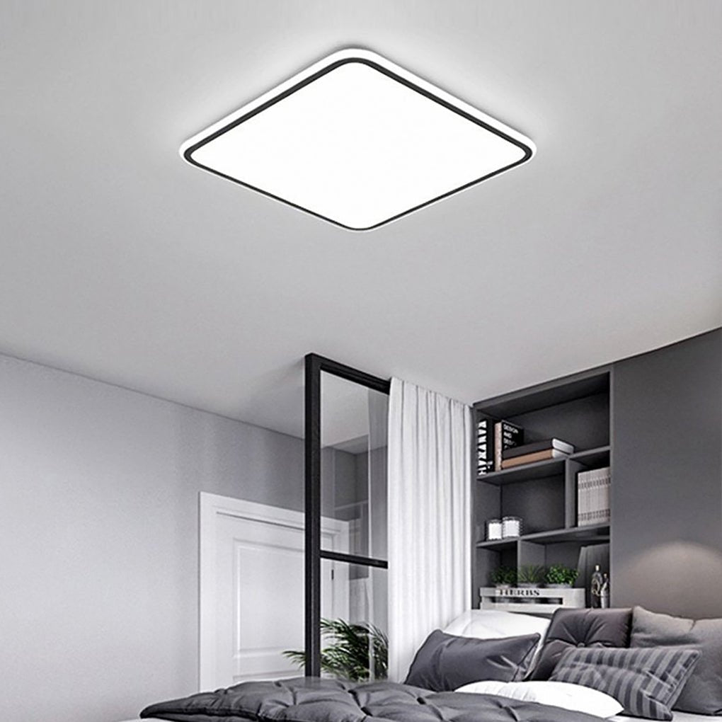 30" Modern Square Black Frame LED Flush Mount Ceiling Light – Dimmable