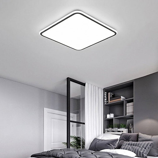 30" Modern Square Black Frame LED Flush Mount Ceiling Light – Dimmable