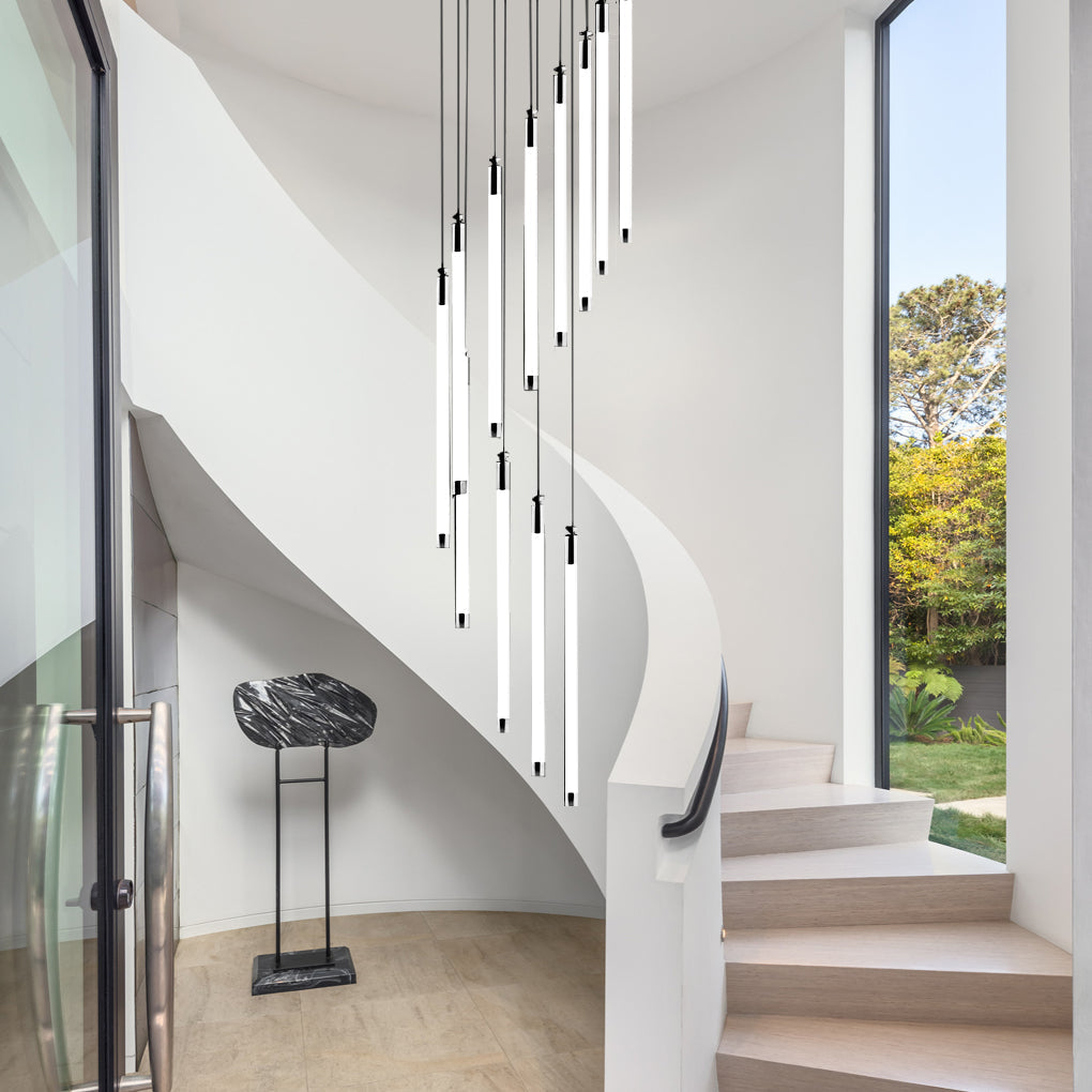 Spiral Creative Long Tube LED Modern Duplex Staircase Chandelier Ceiling Light