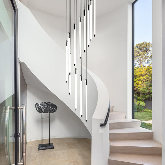 Spiral Creative Long Tube LED Modern Duplex Staircase Chandelier Ceiling Light