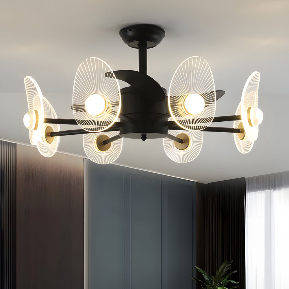 31-Inch Black Round LED Ceiling Fan with Remote