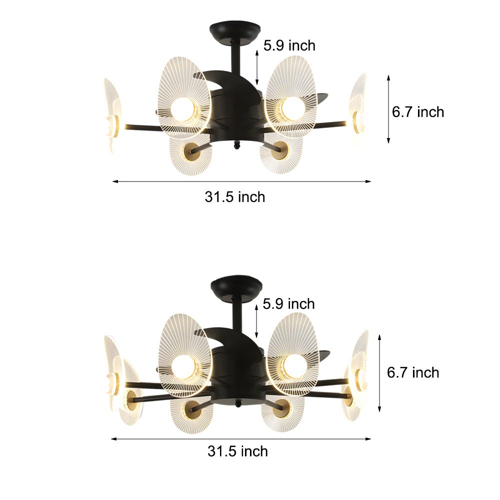 31-Inch Black Round LED Ceiling Fan with Remote