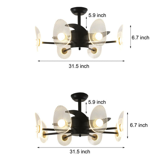 31-Inch Black Round LED Ceiling Fan with Remote