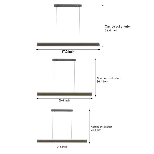 31.5 inch 39.4 inch 47.2 inch LED Linear Pendant Island Up and Down Light Suspension