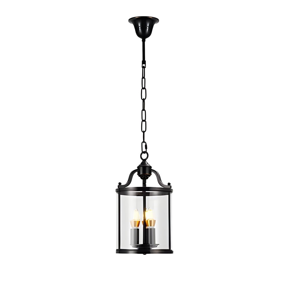 3/4 Light Candlelight Vintage Cylinder Glass Lantern Pendant Light Black