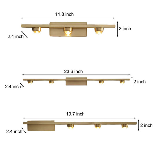 3/4 Lights Copper LED Wall Washer Projection Nordic Wall Lamp