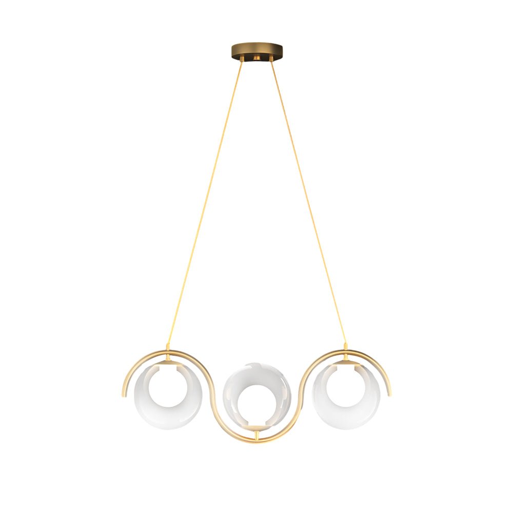 Modern Wavy Linear Island Light with Glass Shades – 3/5 Heads