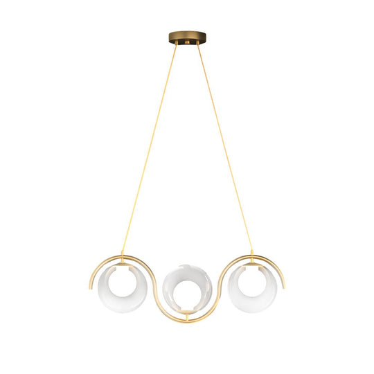 Modern Wavy Linear Island Light with Glass Shades – 3/5 Heads