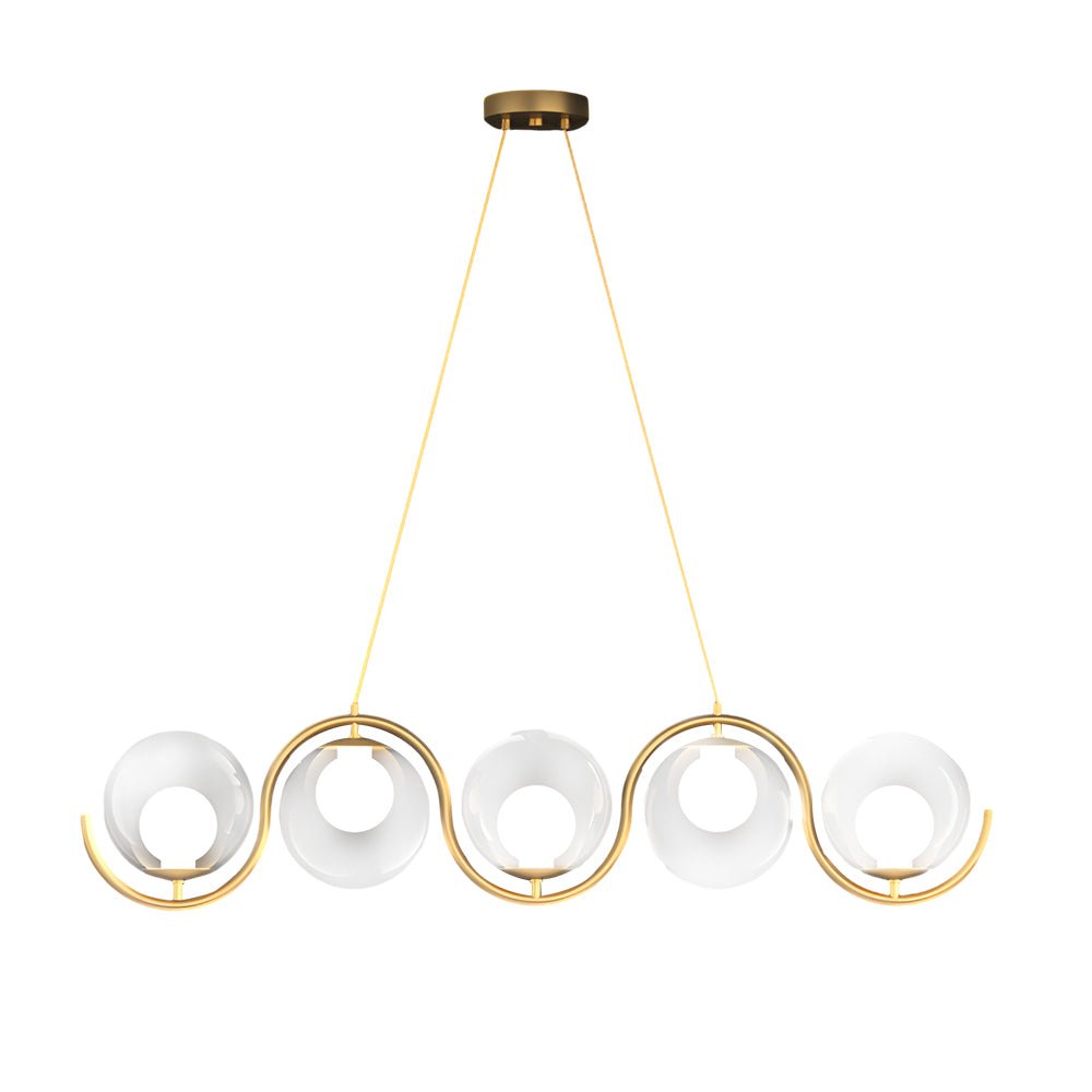Modern Wavy Linear Island Light with Glass Shades – 3/5 Heads