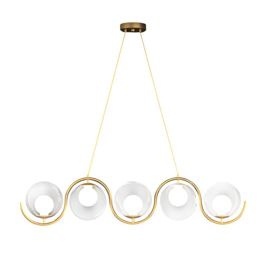 Modern Wavy Linear Island Light with Glass Shades – 3/5 Heads