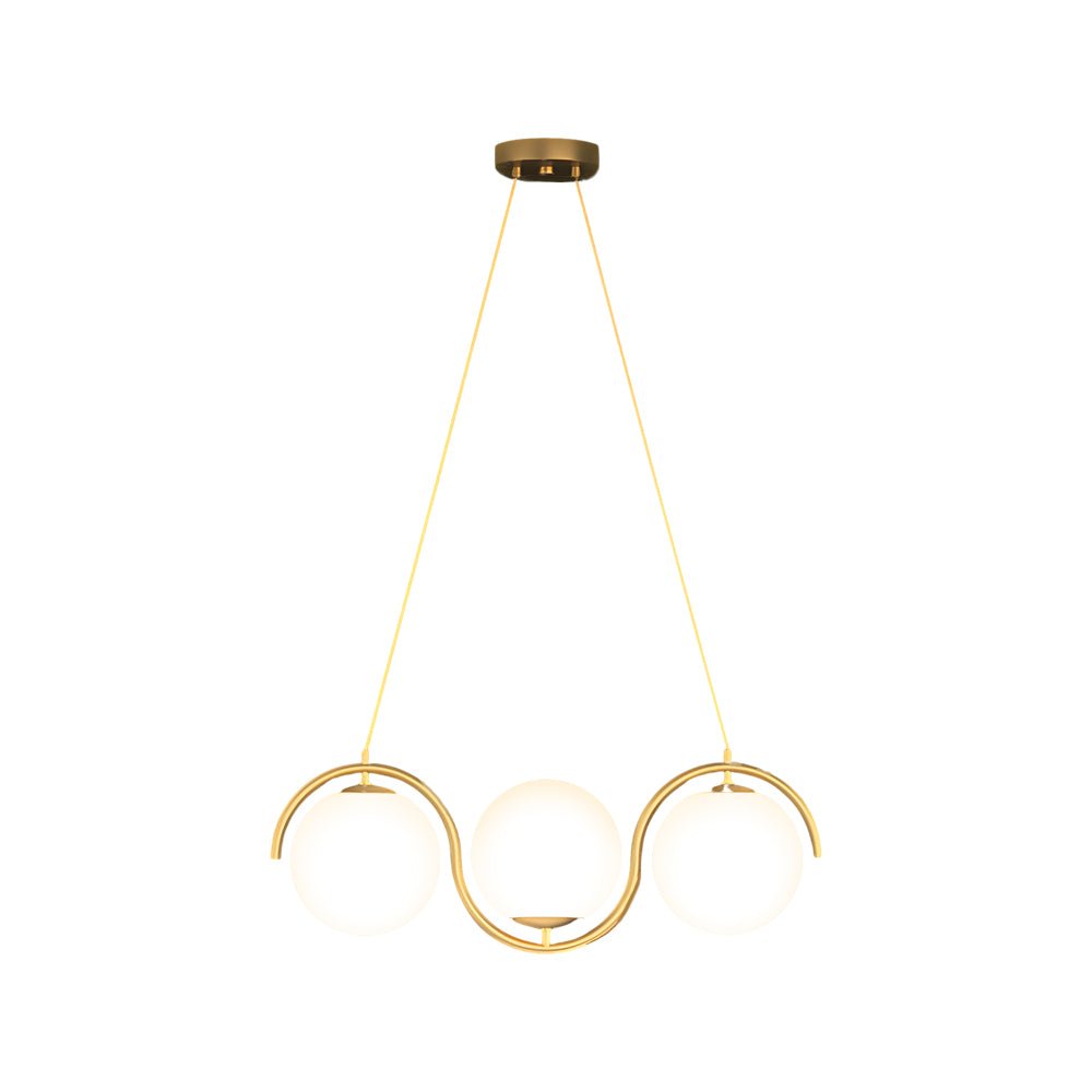 Modern Wavy Linear Island Light with Glass Shades – 3/5 Heads