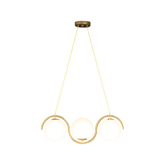 Modern Wavy Linear Island Light with Glass Shades – 3/5 Heads