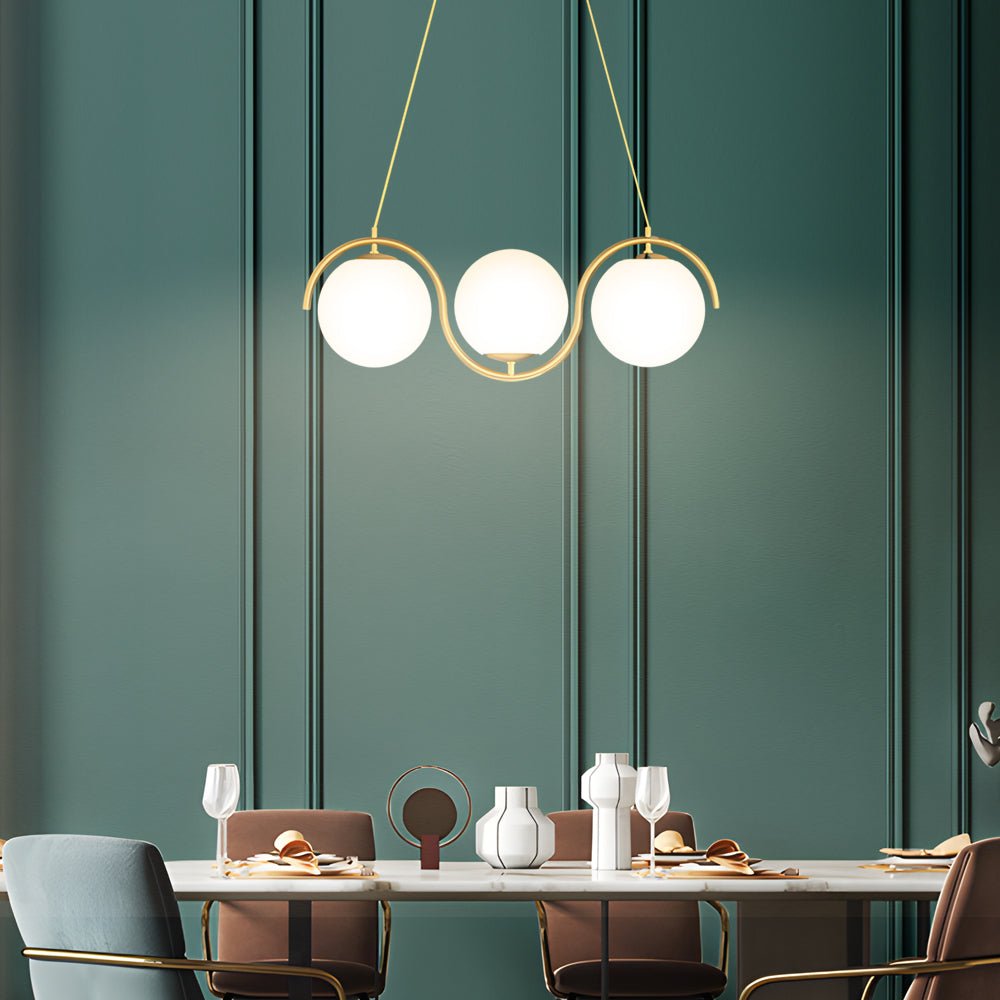 Modern Wavy Linear Island Light with Glass Shades – 3/5 Heads