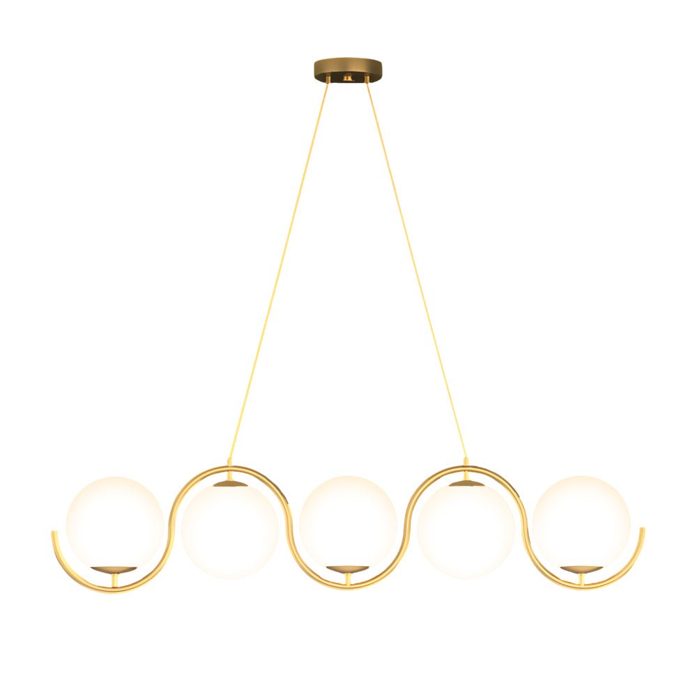 Modern Wavy Linear Island Light with Glass Shades – 3/5 Heads