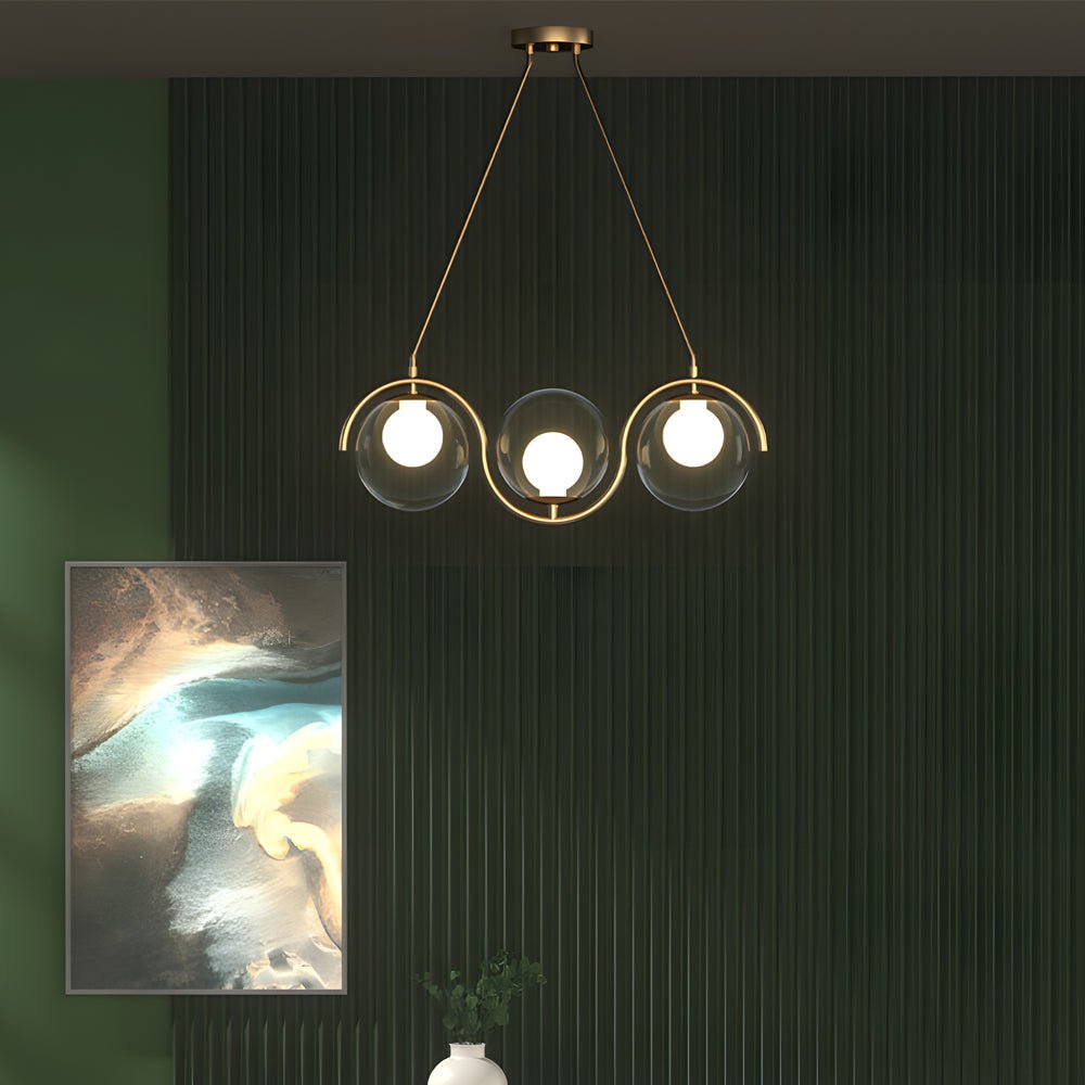 Modern Wavy Linear Island Light with Glass Shades – 3/5 Heads