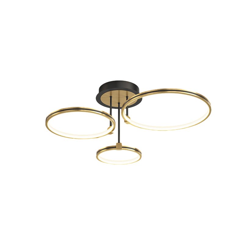3/5/6 Rings Three Step Dimming Gold Modern Ceiling Light with Leather