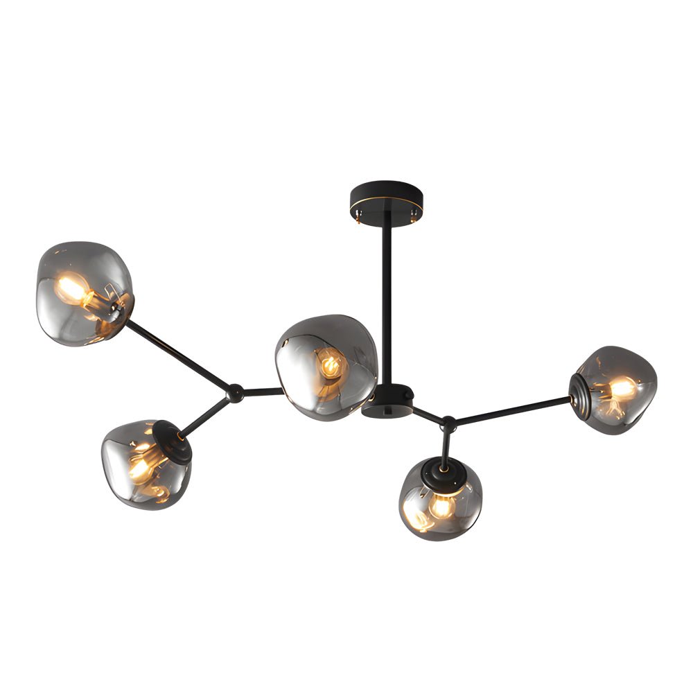 3/5/8 Light Molecule Dimpled Lava Glass Chandelier with Black Metallic Arms