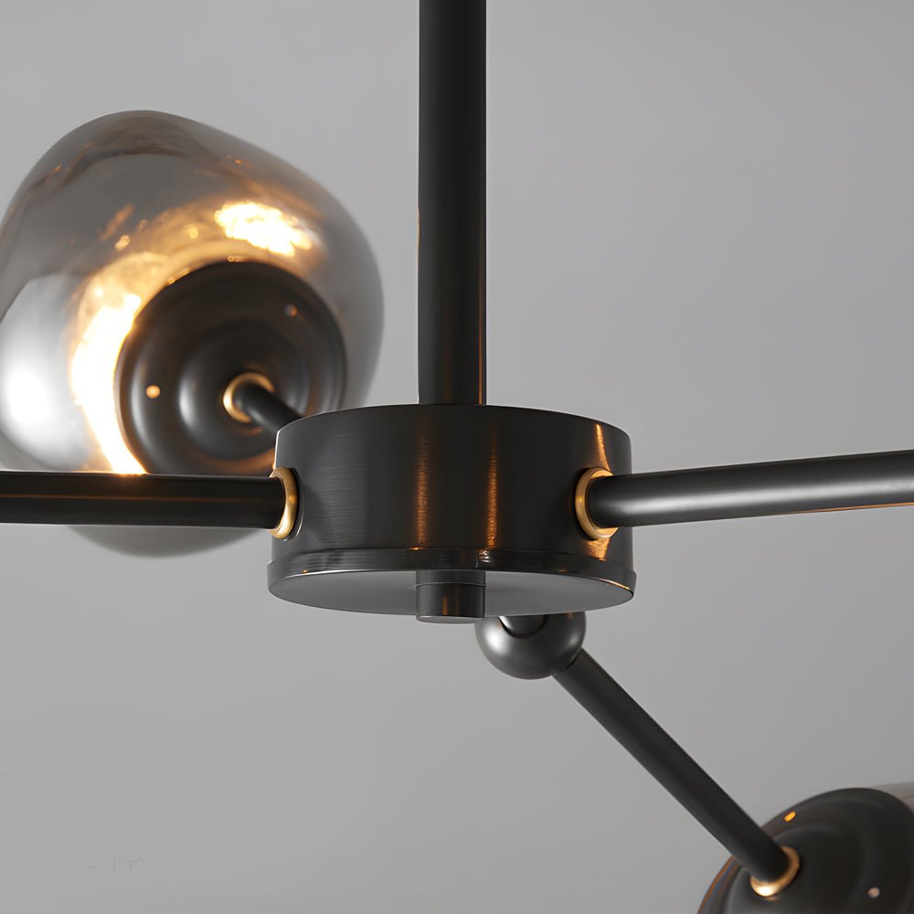 3/5/8 Light Molecule Dimpled Lava Glass Chandelier with Black Metallic Arms