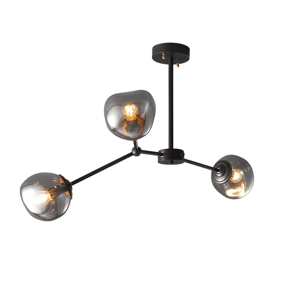 3/5/8 Light Molecule Dimpled Lava Glass Chandelier with Black Metallic Arms