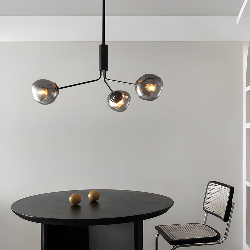 3/5/8 Light Molecule Dimpled Lava Glass Chandelier with Black Metallic Arms