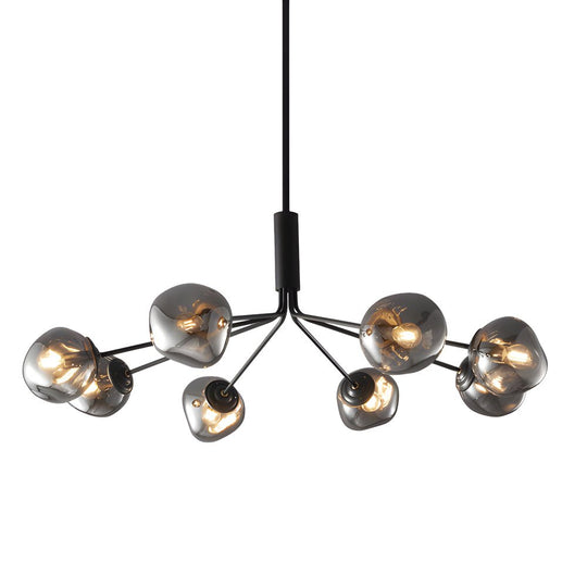 3/5/8 Light Molecule Dimpled Lava Glass Chandelier with Black Metallic Arms