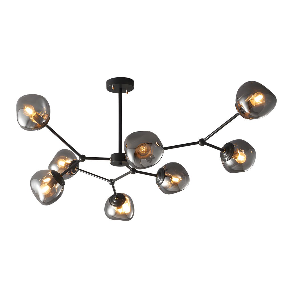 3/5/8 Light Molecule Dimpled Lava Glass Chandelier with Black Metallic Arms