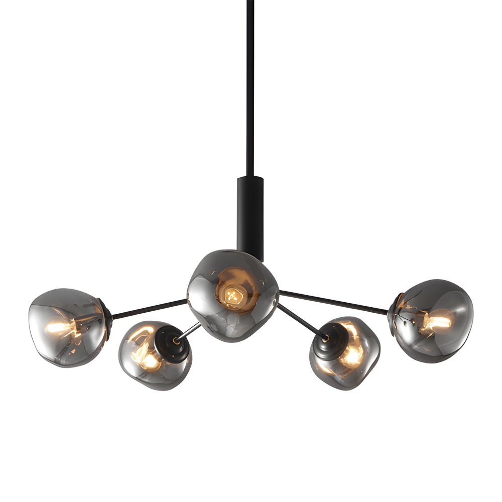 3/5/8 Light Molecule Dimpled Lava Glass Chandelier with Black Metallic Arms