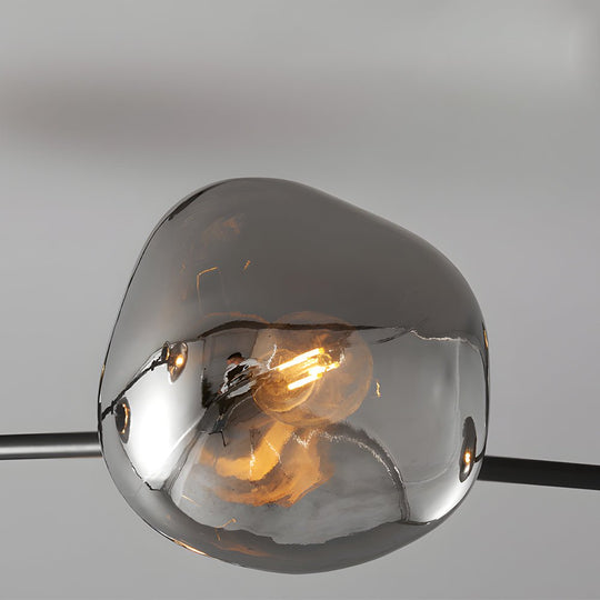 3/5/8 Light Molecule Dimpled Lava Glass Chandelier with Black Metallic Arms