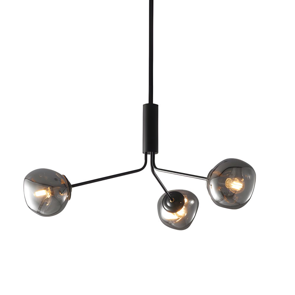 3/5/8 Light Molecule Dimpled Lava Glass Chandelier with Black Metallic Arms