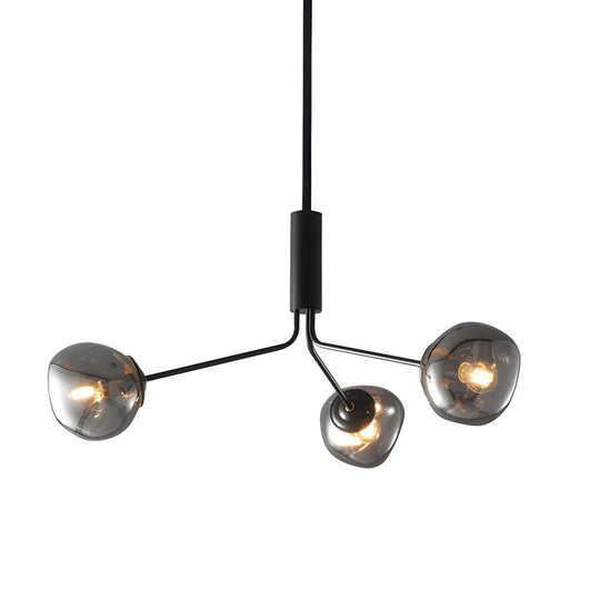 3/5/8 Light Molecule Dimpled Lava Glass Chandelier with Black Metallic Arms