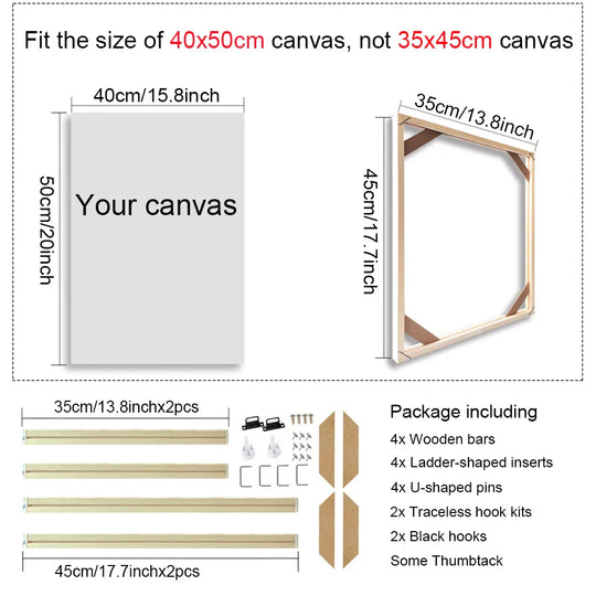 Solid Wood Canvas Stretcher Frame DIY Kit Multiple Sizes